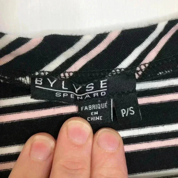 Bylyse Spenard Long Sleeved Shirt Striped Black, Pink,  & White Size Small - Picture 6 of 16